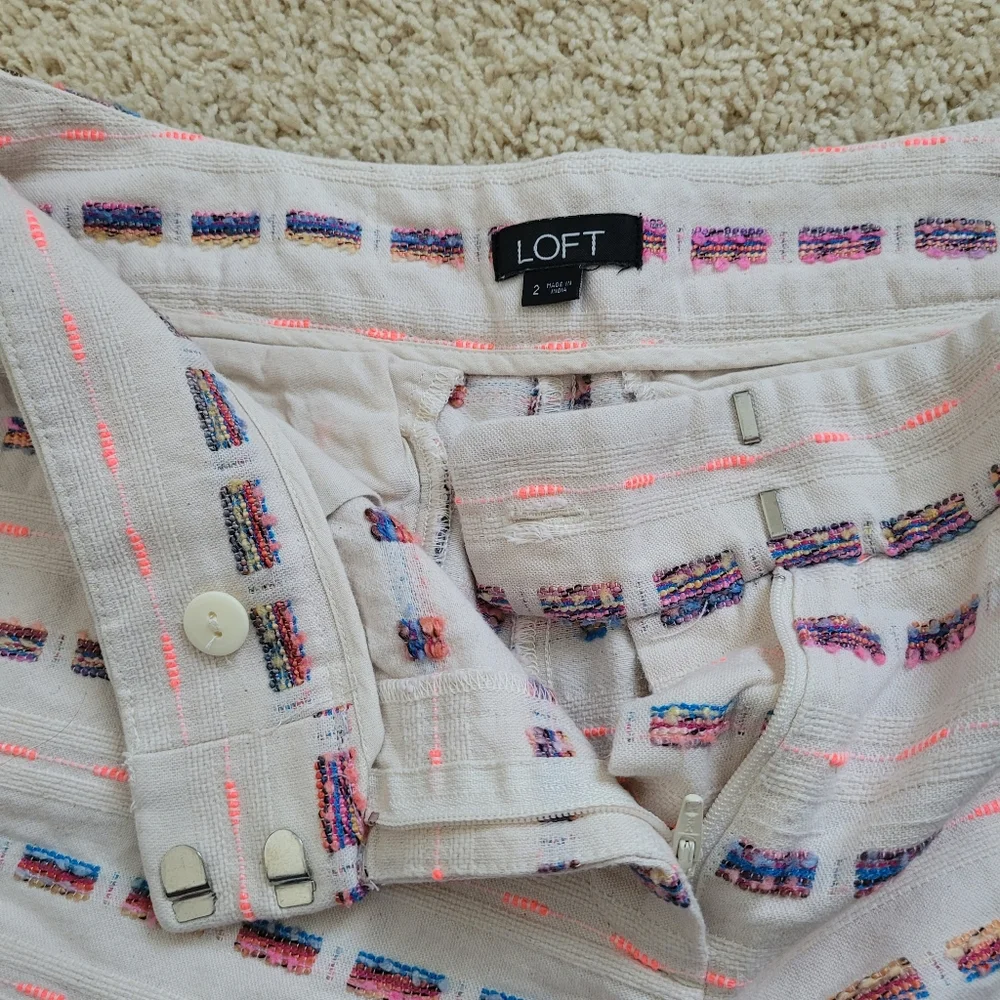 Loft Womens Riviera Textured Stripe Shorts 2 Summer Bohemian